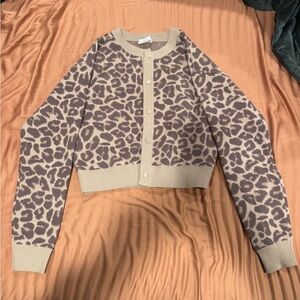 Betty Boop Leopard Print Cropped Cardigan Sweater